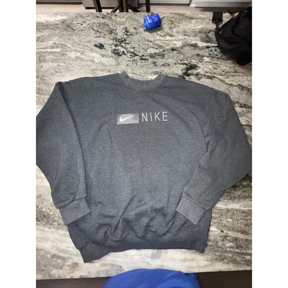 Vintage Nike Swoosh Crewneck Sweatshirt Charcoal Gray Size Large Made in USA HRB - Picture 1 of 3